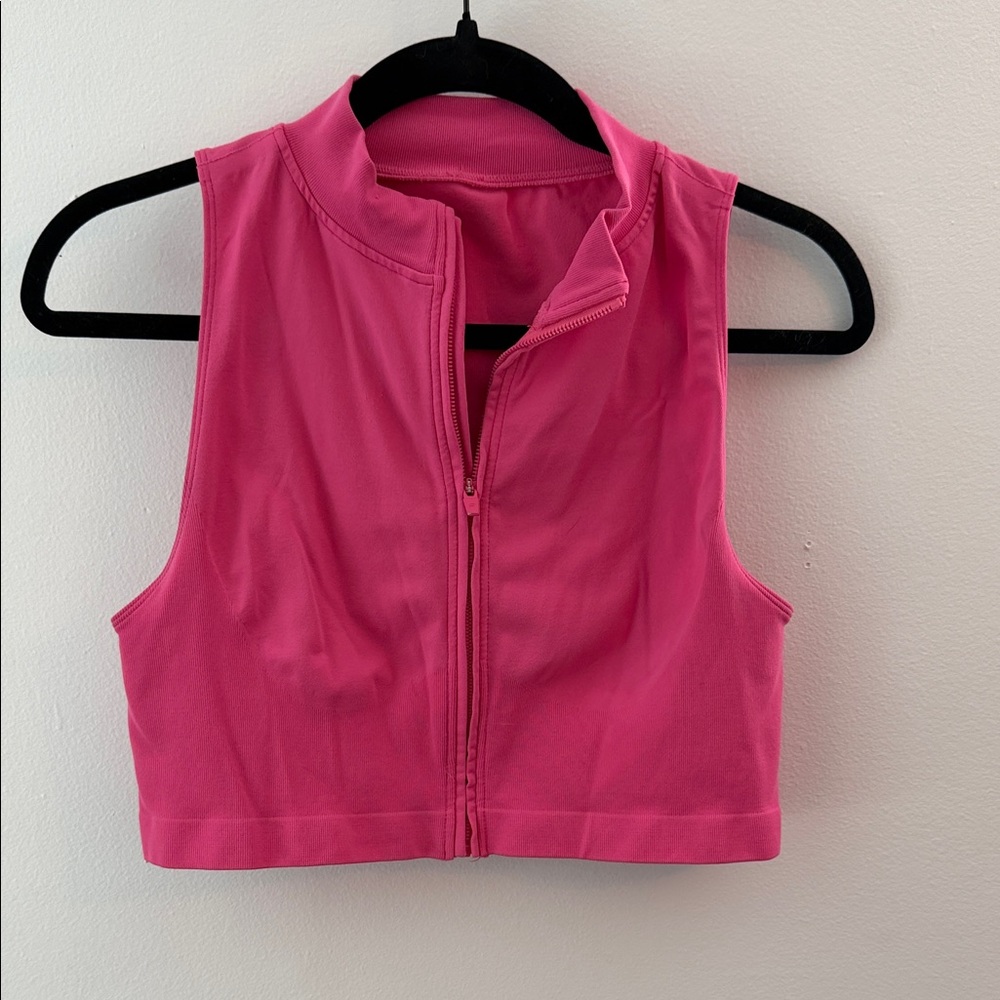 Fabletics Khloe Kardashian Pink Zip-Up Crop Top